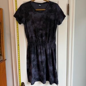 Old Navy T-Shirt Dress | Navy Blue Tie-Dye | Elastic Waist | Size Medium Tall
